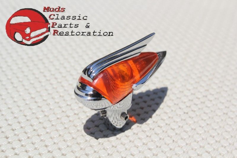 Vintage Classic Custom Car Fender Guide Style Amber Radio Antenna